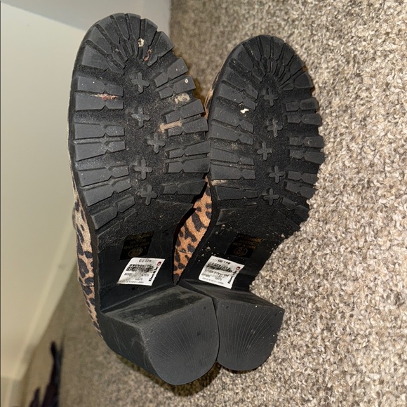 Soda Brown Ankle Booties with Leopard Print - Picture 3 of 3